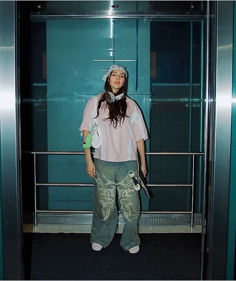 Vitriol Cyberfly Verona Petrol Wash Wide Leg Jeans