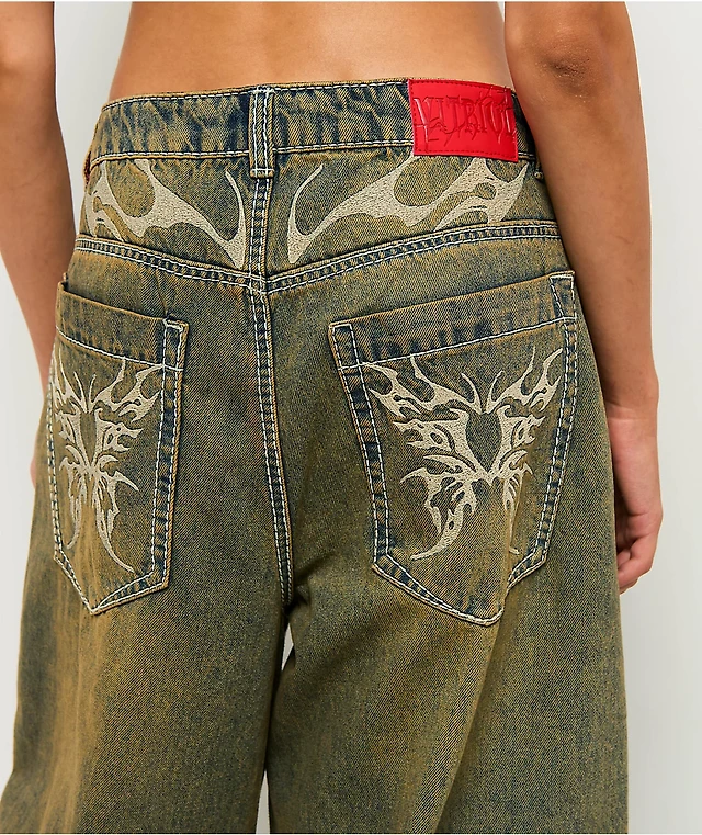 Vitriol Cyberfly Verona Petrol Wash Wide Leg Jeans at CoolSprings