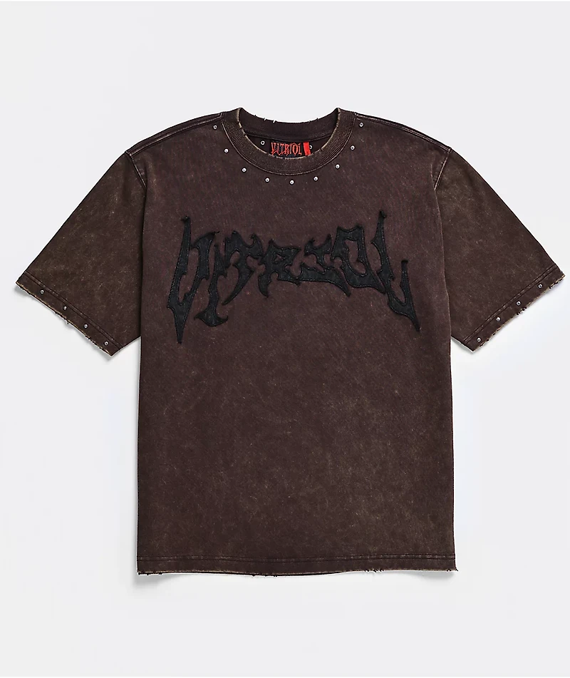 Vitriol Death Grip Distressed Brown Wash T-Shirt