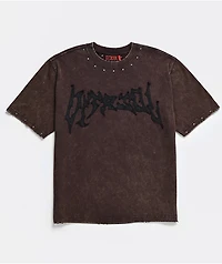 Vitriol Death Grip Distressed Brown Wash T-Shirt