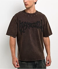 Vitriol Death Grip Distressed Brown Wash T-Shirt