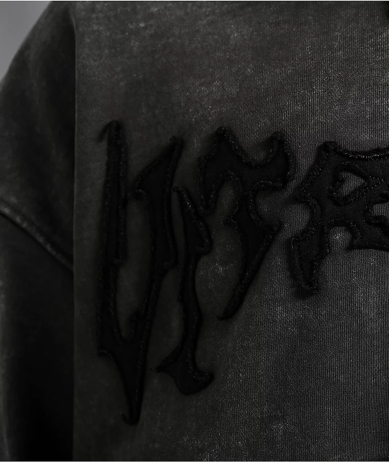 Vitriol Death Grip Grey Wash Crop Zip Hoodie