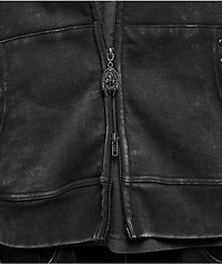 Vitriol Death Grip Grey Wash Crop Zip Hoodie