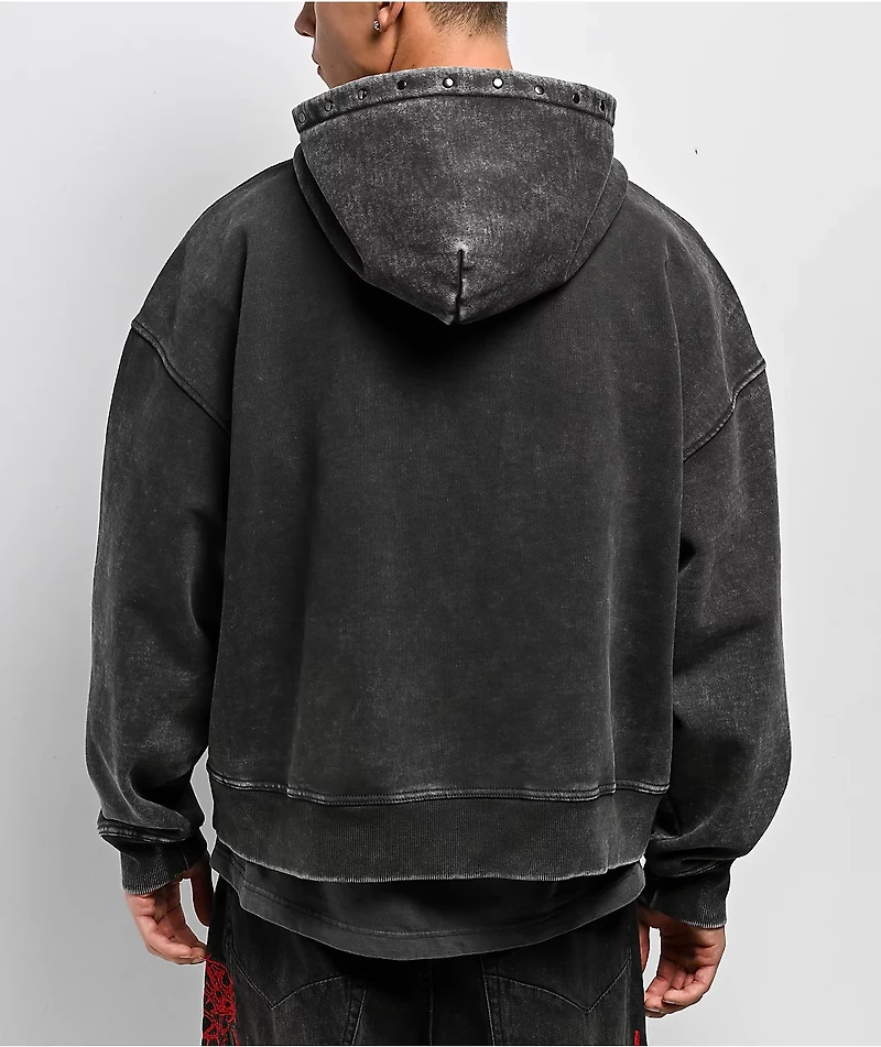 Vitriol Death Grip Grey Wash Crop Zip Hoodie