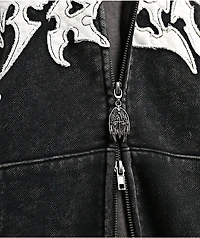 Vitriol Death Grip Studded Black Wash Crop Zip Hoodie