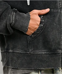 Vitriol Death Grip Studded Black Wash Crop Zip Hoodie