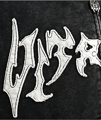Vitriol Death Grip Studded Black Wash Crop Zip Hoodie
