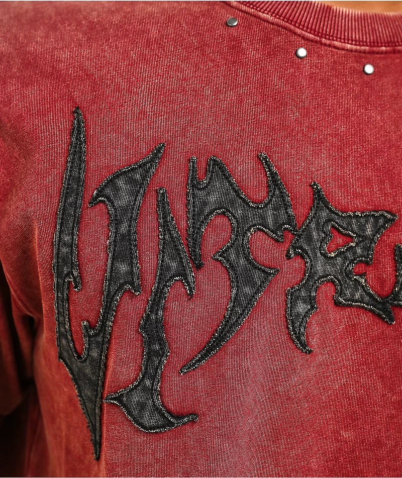 Vitriol Death Grip Studded Red Wash T-Shirt
