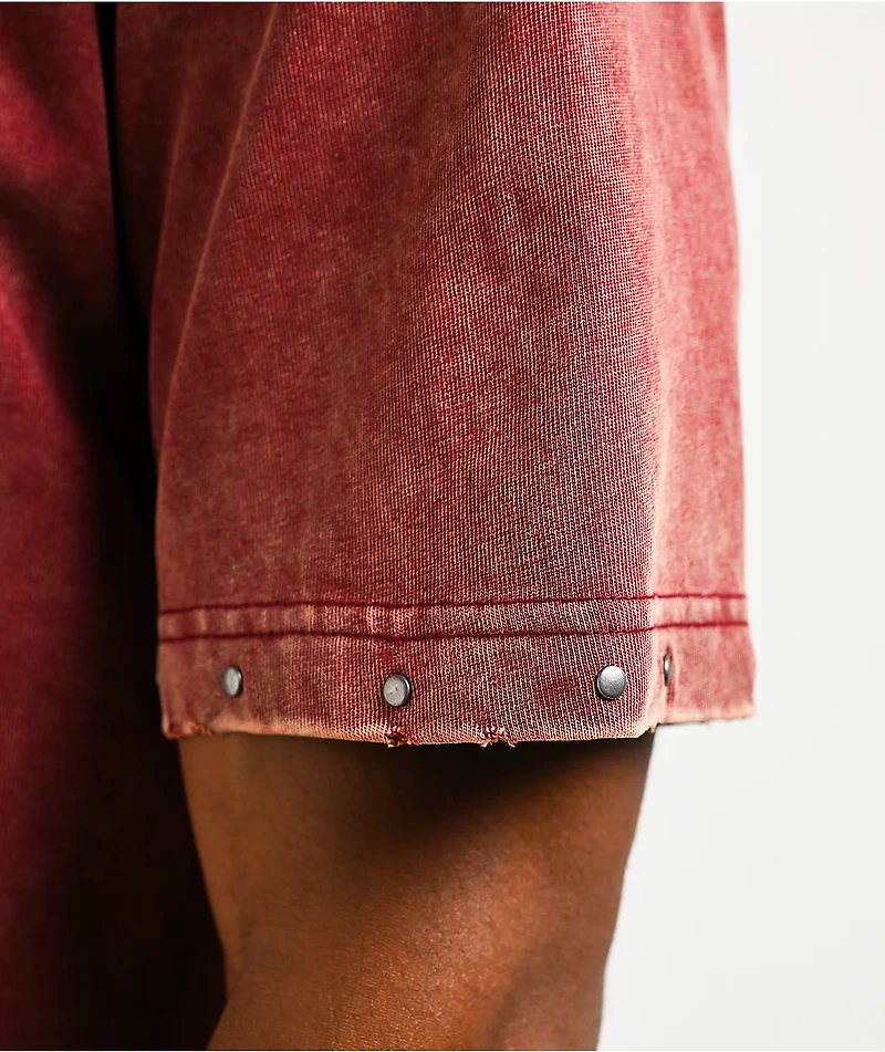 Vitriol Death Grip Studded Red Wash T-Shirt