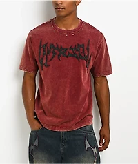 Vitriol Death Grip Studded Red Wash T-Shirt