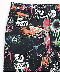 Vitriol Deface Printed Black Twill Pants
