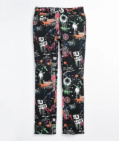 Vitriol Deface Printed Black Twill Pants