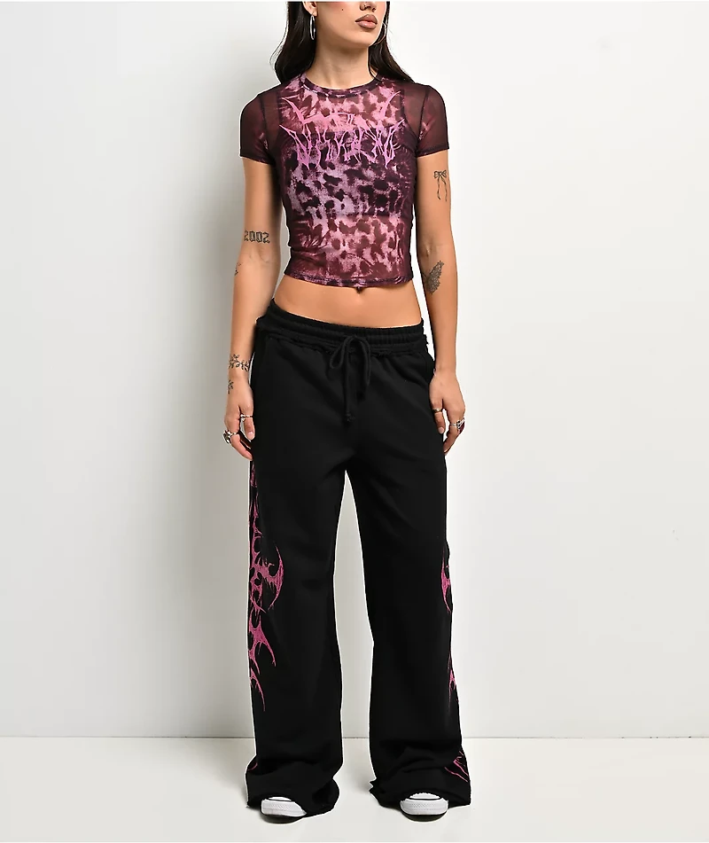 Vitriol Delphi Black & Pink Mesh Top