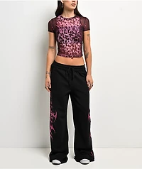 Vitriol Delphi Black & Pink Mesh Top