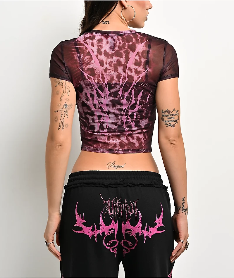 Vitriol Delphi Black & Pink Mesh Top