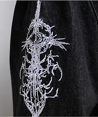 Vitriol Destroyed Denim Black Wash Long Sleeve Button Up Crop Shirt