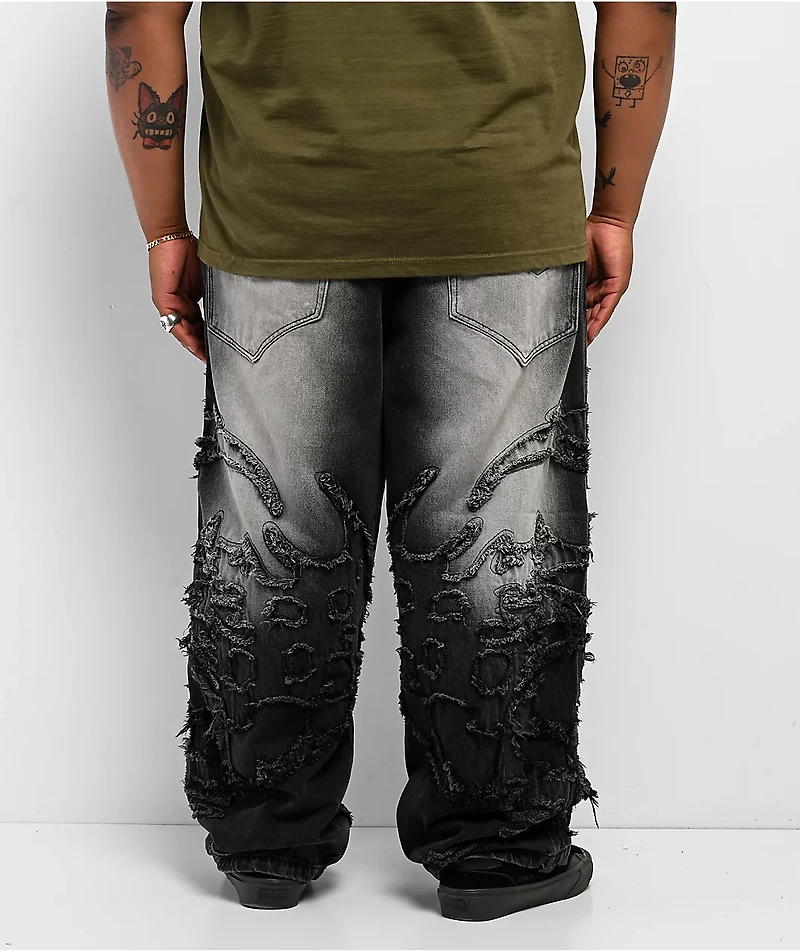 Vitriol Drained Black Wash Ultra Wide Jeans