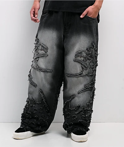 Vitriol Drained Black Wash Ultra Wide Jeans