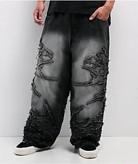 Vitriol Drained Black Wash Ultra Wide Jeans