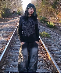 Vitriol Drained Black Wash Ultra Wide Leg Jeans