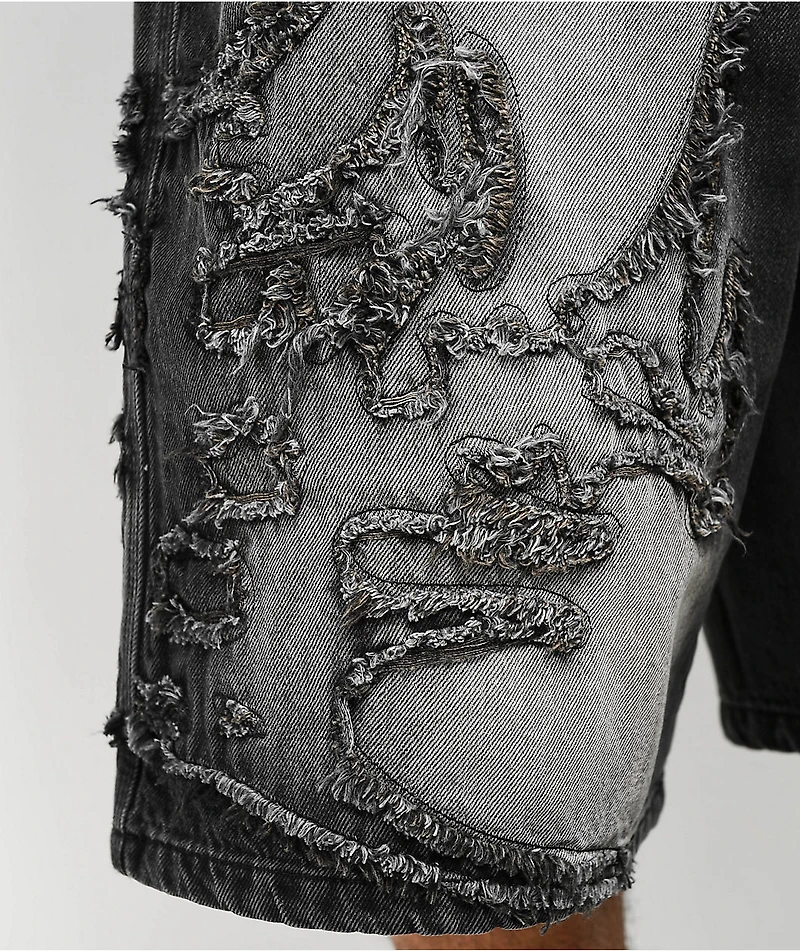 Vitriol Drained Black Wash Ultra Wide Shorts