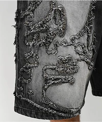Vitriol Drained Black Wash Ultra Wide Shorts