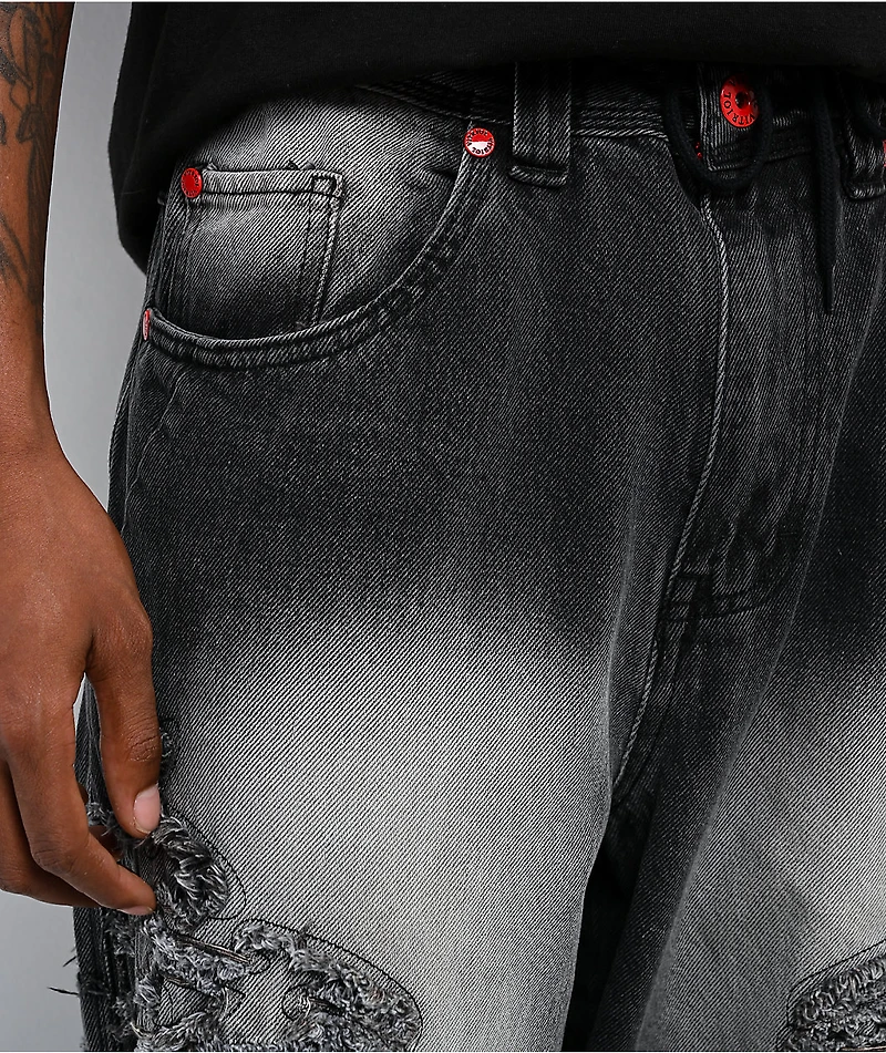 Vitriol Drained Grey Wash Ultra Wide Leg Jeans