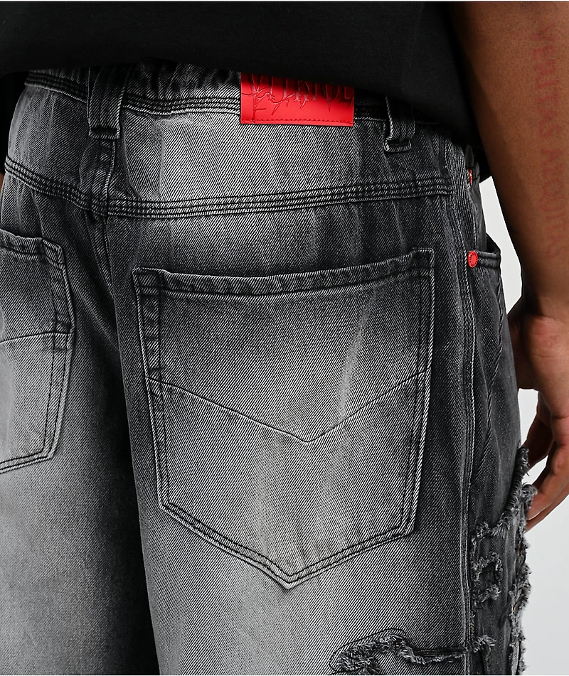 Vitriol Drained Grey Wash Ultra Wide Leg Jeans