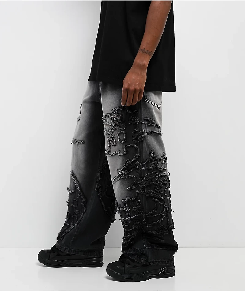 Vitriol Drained Grey Wash Ultra Wide Leg Jeans