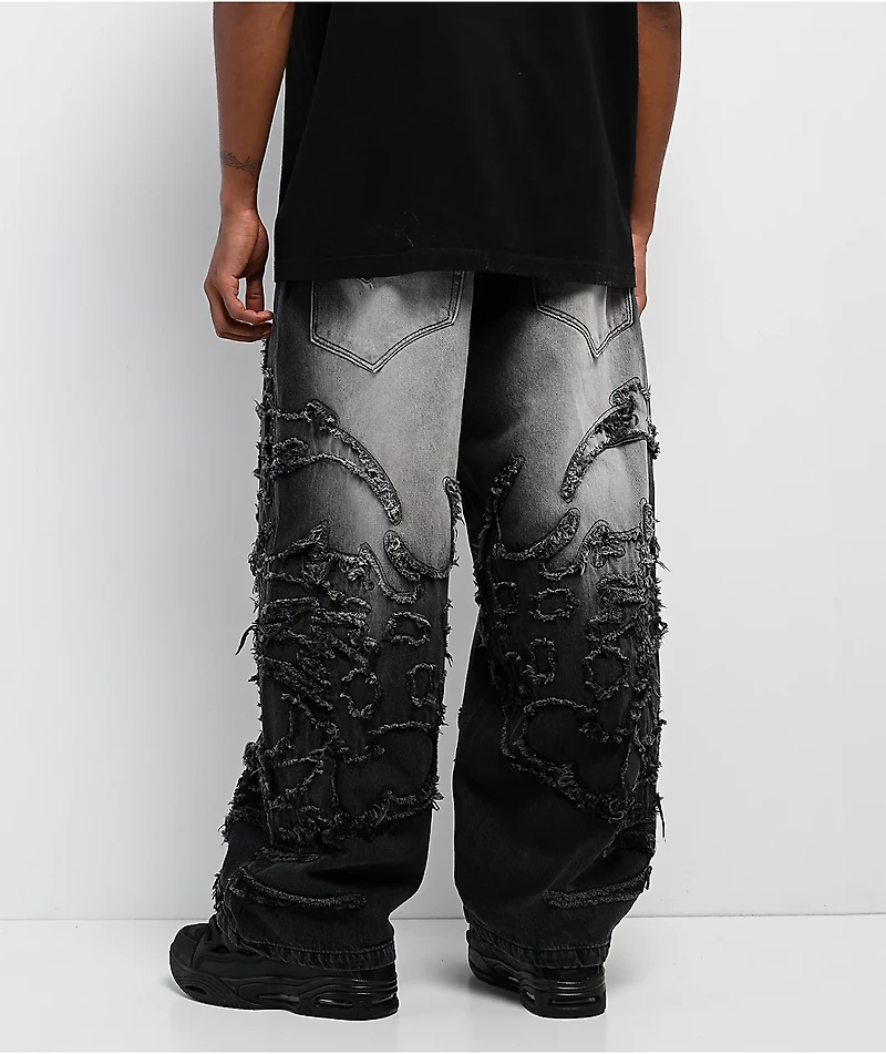 Vitriol Drained Grey Wash Ultra Wide Leg Jeans
