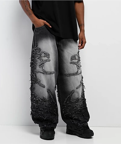 Vitriol Drained Grey Wash Ultra Wide Leg Jeans