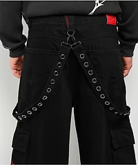 Vitriol Drained Ultra Wide Strap Cargo Black Shorts