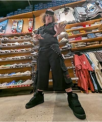 Vitriol Drained Ultra Wide Strap Cargo Black Shorts