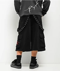 Vitriol Drained Ultra Wide Strap Cargo Black Shorts