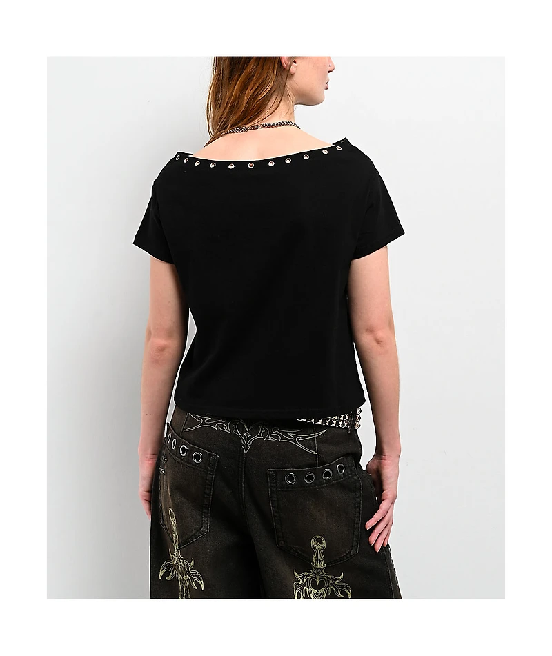 Vitriol Dylan Black Scoop Neck Crop T-Shirt