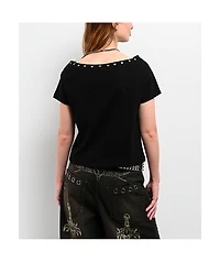 Vitriol Dylan Black Scoop Neck Crop T-Shirt