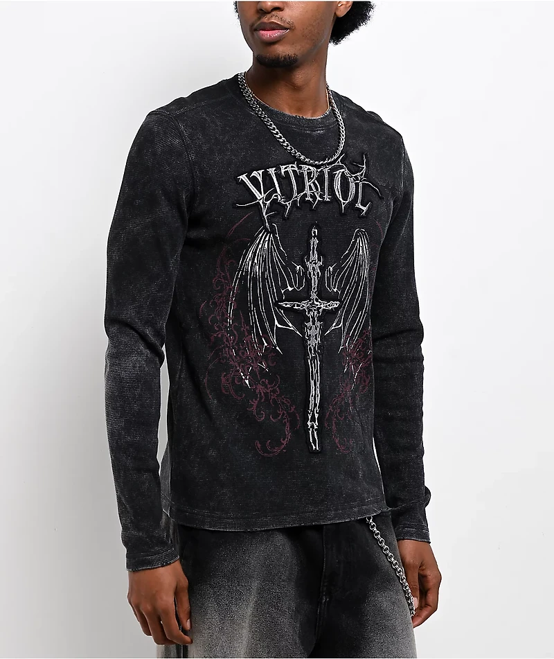 Vitriol Excalibur Black Wash Thermal Long Sleeve T-Shirt