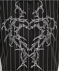 Vitriol Fallon Laced Grey Pinstripe Crop Button Up Shirt
