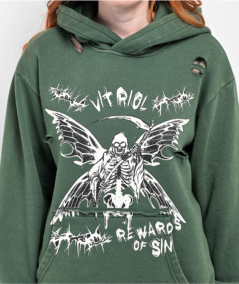 Vitriol Fang Green Distressed Hoodie