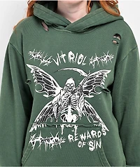 Vitriol Fang Green Distressed Hoodie