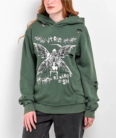 Vitriol Fang Green Distressed Hoodie
