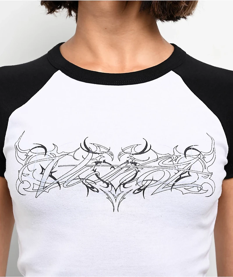 Vitriol Forsaken Black & White Raglan Crop T-Shirt