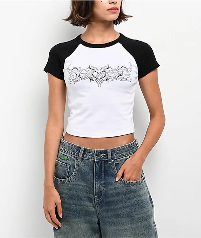 Vitriol Forsaken Black & White Raglan Crop T-Shirt