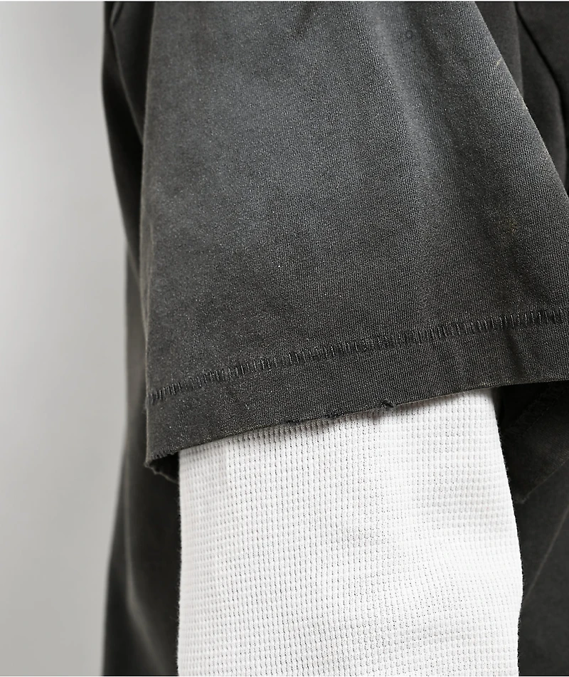 Vitriol From Ash Grey Wash & White 2Fer Oversized Long Sleeve T-Shirt