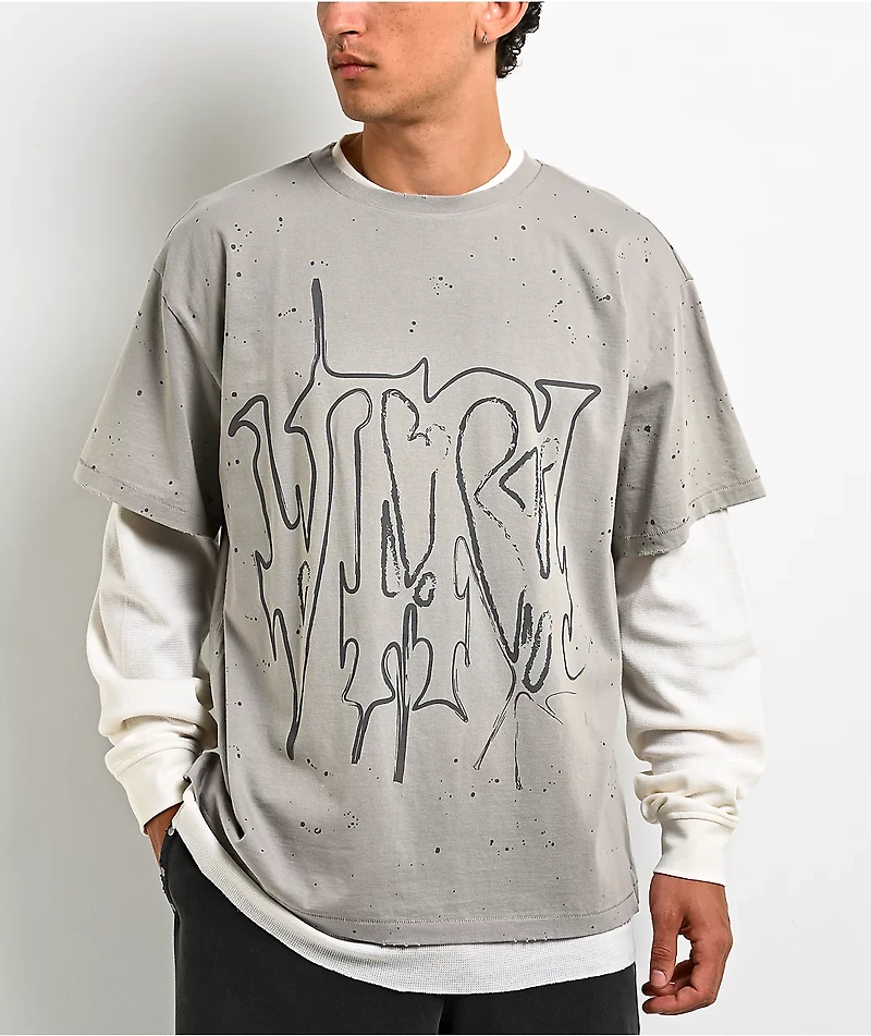 Vitriol From Ash White & Grey 2fer Long Sleeve T-Shirt