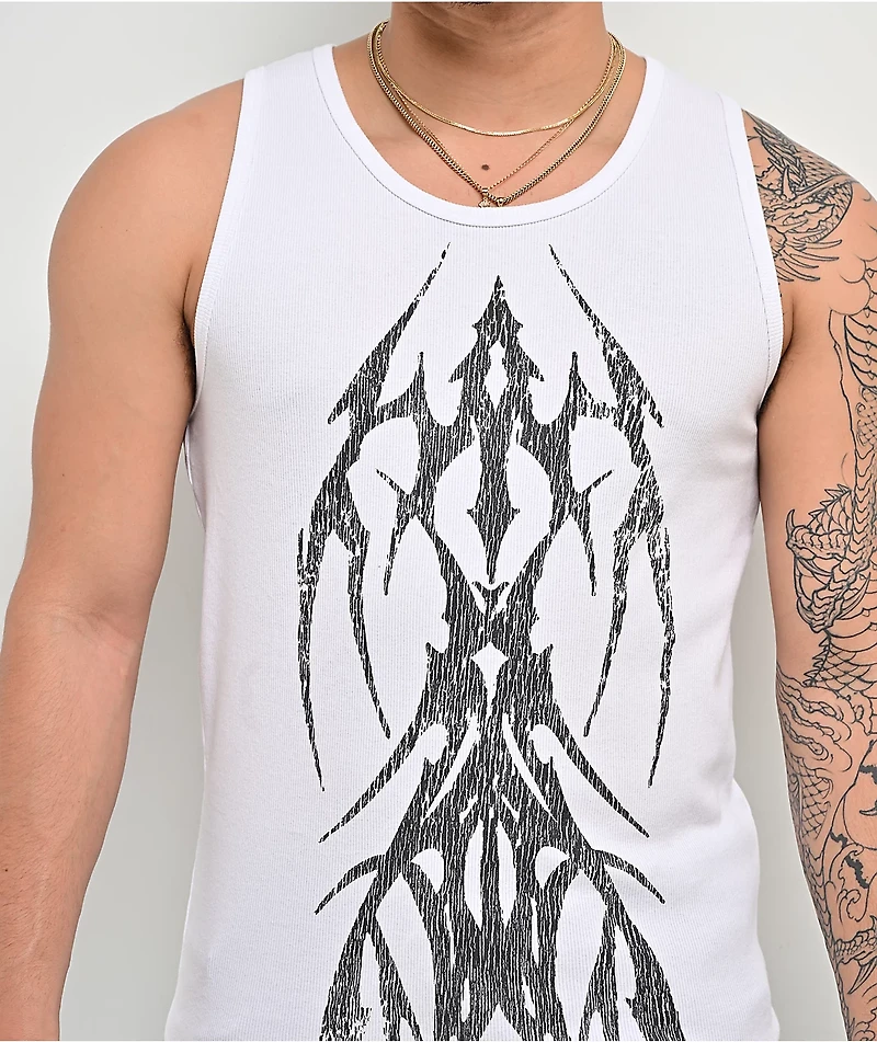 Vitriol Fruit Bat White Ribbed Tank Top