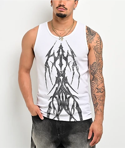 Vitriol Fruit Bat White Ribbed Tank Top
