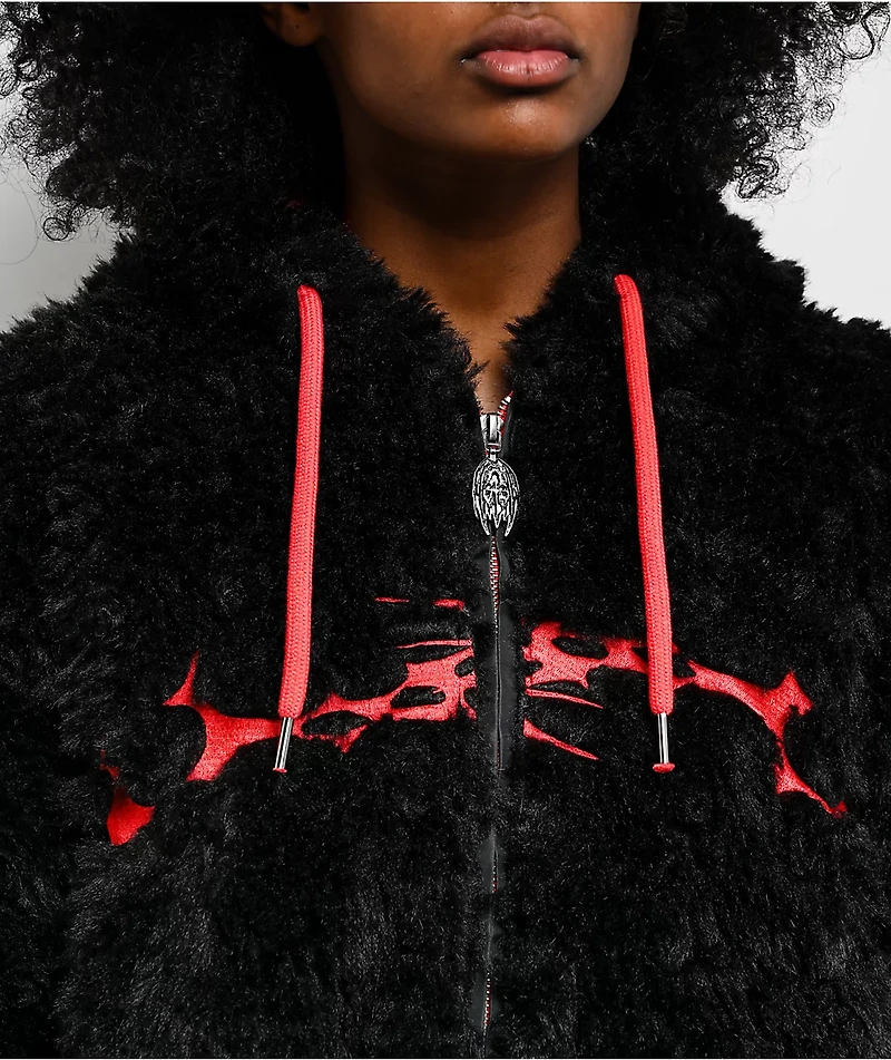 Vitriol Furget Me Not Black Crop Zip Jacket