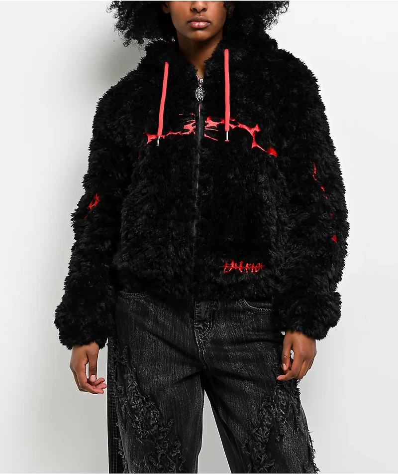 Vitriol Furget Me Not Black Crop Zip Jacket