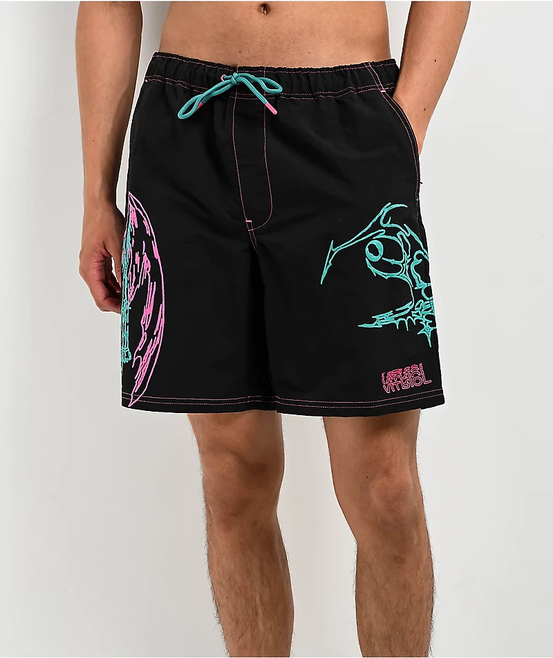 Vitriol Fusion Black, Pink & Blue Board Shorts